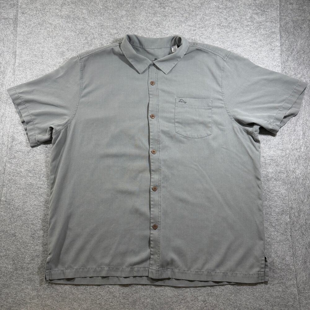 Tommy Bahama Smooth Silk Camp Shirt Mens XXL Gray Button Up Short Sleeve Pocket
